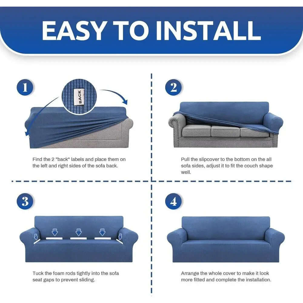 Stretch Loveseat Sofa Cover, for 2 Cushion Couch (Medium 55-78